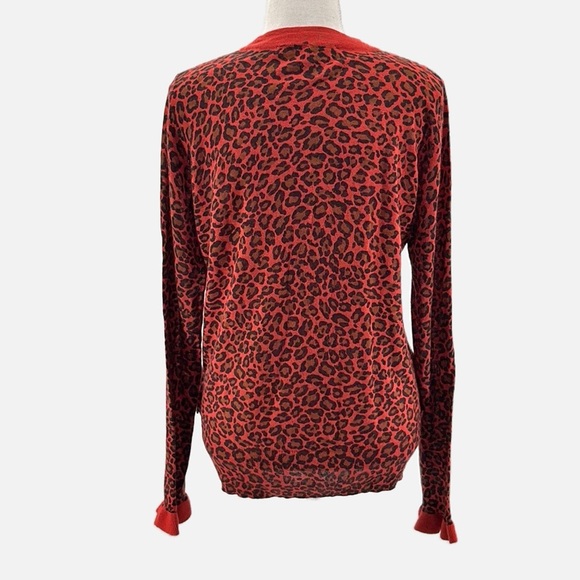 Scotch & Soda Cashmere & Cotton Leopard Print Sweater in Red - Size Medium - Picture 5 of 8